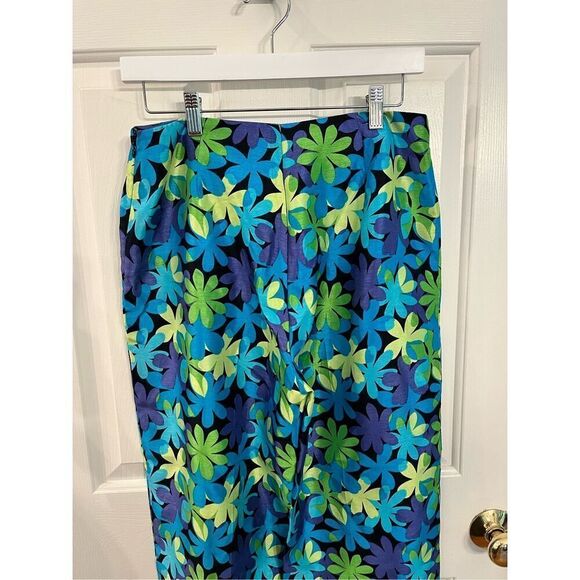 Vintage Giorgio Fiorline Collection Blue & Green Floral Print Cropped Pants sz 8 - Picture 6 of 7